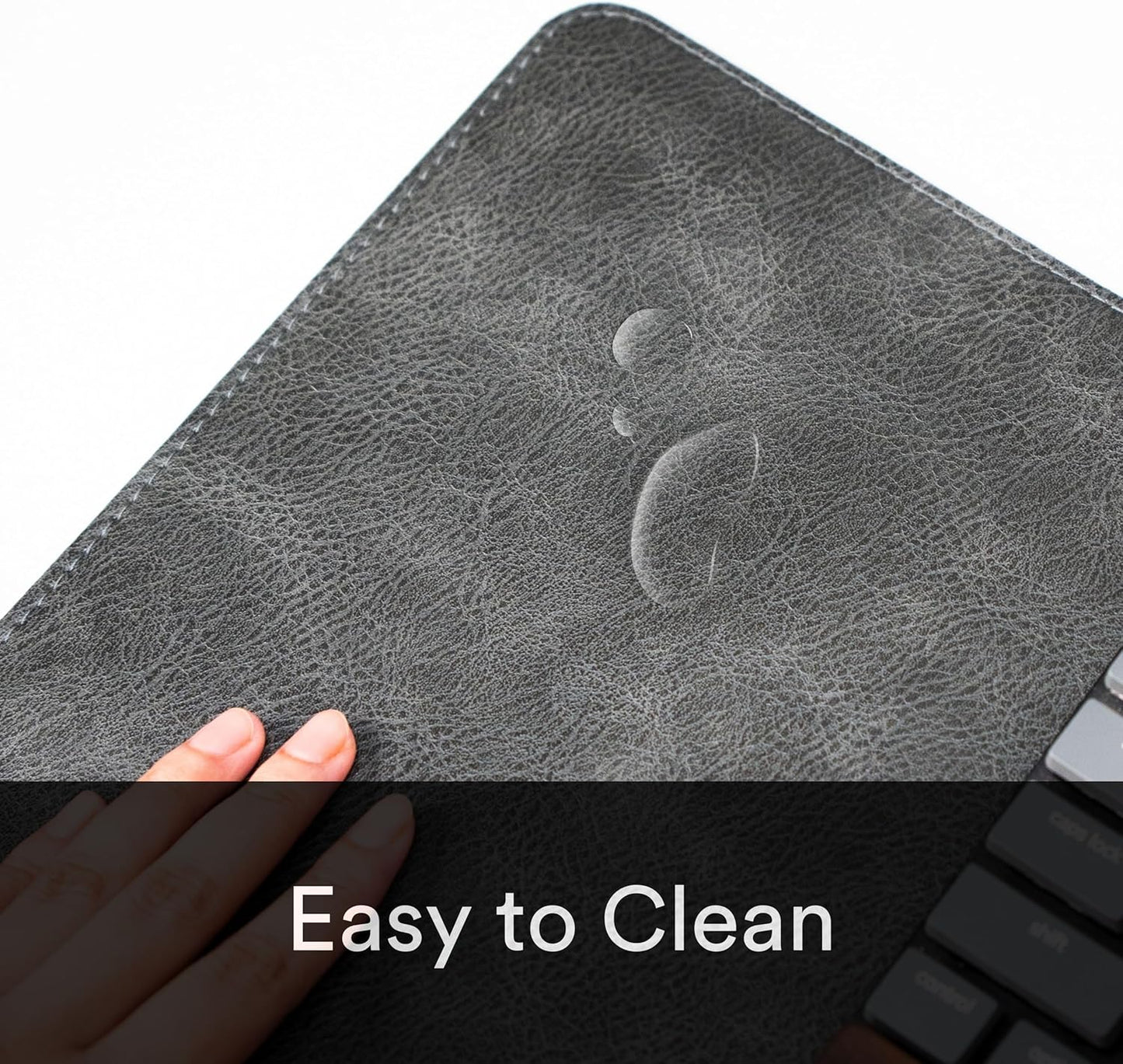 Premium Distressed Faux Vegan Leather Desk Mat | Multifunctional Desk Pad for Home Office | (Black/Grey, 12" x 27.5")