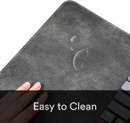 Premium Distressed Faux Vegan Leather Desk Mat | Multifunctional Desk Pad for Home Office | (Black/Grey, 12" x 27.5")