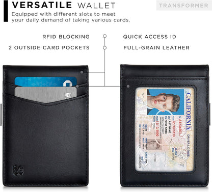 SERMAN BRANDS Money Clip Wallet - Mens Wallets slim Front Pocket RFID Blocking Card Holder Minimalist Mini Bifold