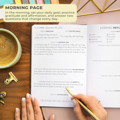 Clever Fox Gratitude Journal – Happiness, Positivity & Affirmation Daily Journal – Inspirational Daily Notebook – 3 Months, A5 (Black)