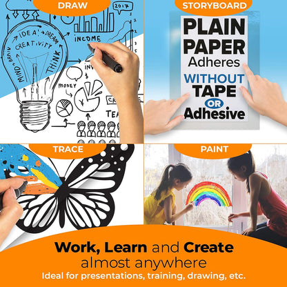 Clingers Clear Dry Erase Cling-rite Rolls - Removable, Recyclable Whiteboard Sheets, 20x30 Inch, 20 Clear Sheets for School, Office Decor, and Art Projects & Dry Erase Marker Included - American Made