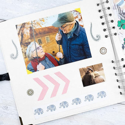 Bstorify Square Scrapbook Photo Albums 60 Pages (8 x 8 Inch) White Thick Paper, Hardcover, Metal Corners, Ribbon Closure - Ideal for Your Scrapbooking Albums, Art & Craft Projects (8 x 8 Inch, White)