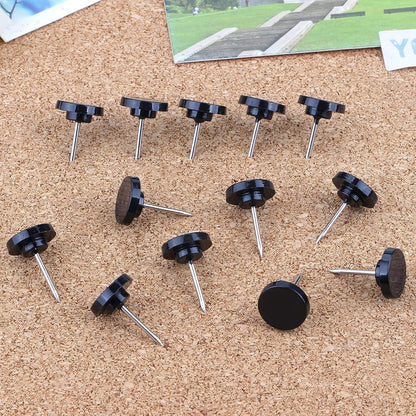 Push Pins 200-count Flat Black Thumb Tacks Steel Point and Plastic Head for Corkboard and Wooden Photo Wall