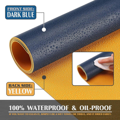 K KNODEL Large Office Leather Desk Mat, Mouse and Keyboard Pad, Computer and Laptop Mat, Desktop Protector and Cover, Writing Pad and Blotter (31.5"x15.7", Dark Blue)