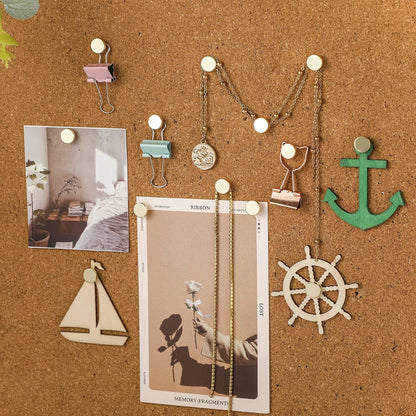 30 Pieces Push Pins, Metal Thumb Tacks for Picture Photo Hanging, Wall Pins for Board Posters Bulletin Maps, Wall Tack for Office Home Decorative (Gold)