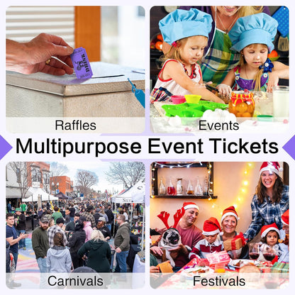 ESSENTIAL 1000 Raffle Tickets Rolls, Drink Tickets Single Roll for Events, Leisure, Movie Watching, Entertainment, Class Reward & Prizes (Purple - 5 Color Selection)