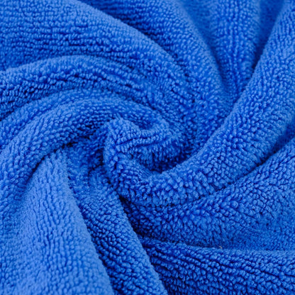 POLYTE Microfiber Cleaning Towel Ultrasonic Cut Edgeless (16x16, 24 Pack, Premium, Blue,Gray,Yellow)