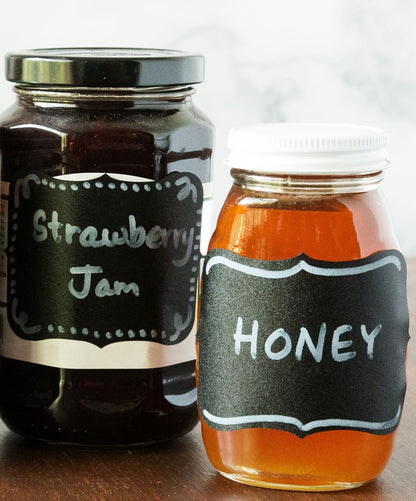 Cestari Large Chalkboard Labels – 54-Pack Black Reusable Jar Labels for Containers, Fancy Rectangle Chalk Stickers for Organizing Kitchen, Pantry, Storage Bins, Jars & More