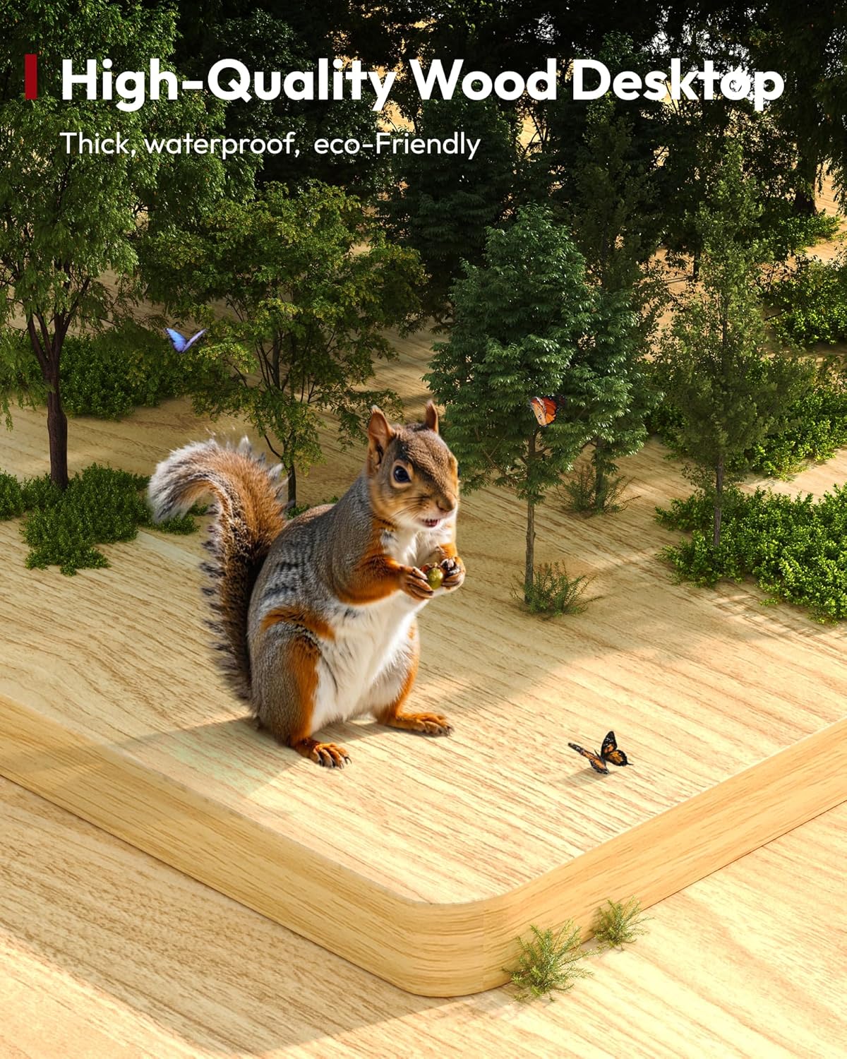 SANODESK Electric Standing Desk 40 x 24 Inches Whole-Piece Desktop Height Adjustable Stand Up Desk w/6-Button Controller Ergonomic Computer Desk for Home Office, White Frame + Natural Tabletop