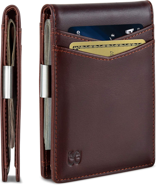 SERMAN BRANDS Money Clip Wallet - Mens Wallets slim Front Pocket RFID Blocking Card Holder Minimalist Mini Bifold