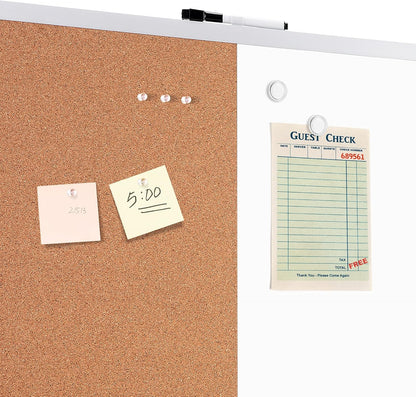 Amazon Basics Combo Magnetic Whiteboard&Cork Board for Home,Office and Classroom, Plastic/Aluminum Frame, White,Yellow, 17" x 23"