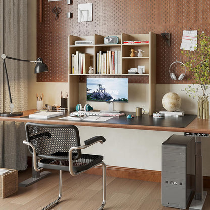 ChooChoo Desktop Bookshelf, Wood Desk Hutch Organizer with 7 Shelves for Computer Desk, Desktop Shelf Bookshelf Storage for College Dorm Office Home, Natural