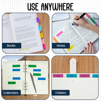 Essex Wares - 320 Pieces - 2-Inch Sticky Index Tabs for File Folders - 8 Colors - 2" x 1.6", 40 Pieces Each - Versatile Sticky Tabs for Notebooks - Repositionable File Tabs - Water-Resistant