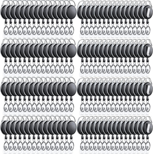 Laumoi 180 Packs Retractable ID Badge Holder Name ID Badge Reel Clips Keychain with Belt Clip and Key Ring for Office Worker Doctor Nurse Employee (Black)