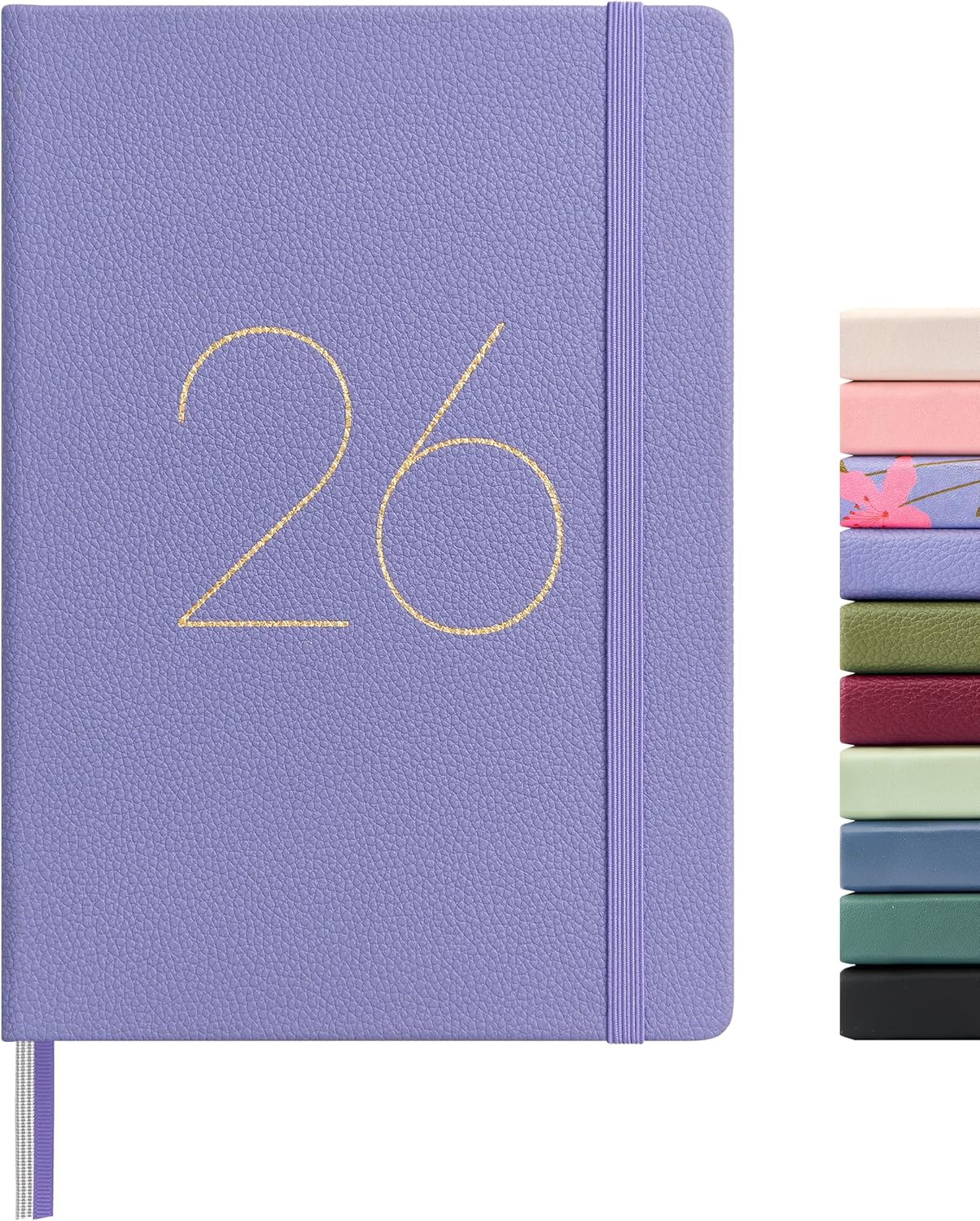 And Per Se 2026 Planner-Daily, Weekly & 15-Monthly Leather Hardcover Planner, 5.7" x 8", Daily Schedule, Monthly Tabs, 100 GSM Thick Paper, Back Pocket(Lavender)