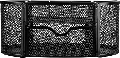 Amazon Basics Pen Holder and Desk Organizer, Office Caddy Storage, Black, ‎9.25" x 4.53" x 3.94"