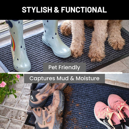 Sierra Concepts Front Door Mat Large Welcome Floor Mats - Entryway Indoor Outdoor Entrance Doormat, Patio, Porch, Muddy Dog Shoe, Inside Outside Low Profile 36x24in, 2-Pack Red