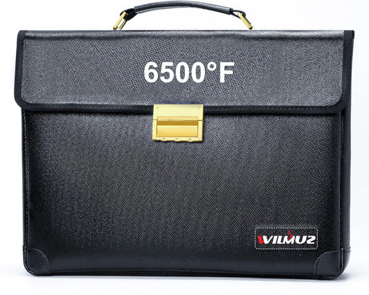Upgraded Fully Fireproof Document Bag 6500°F,14.2x10x2.3 Fire Proof Bag for Documents with Lock,Small Fireproof Safe,Portable Home Office Travel Safe Storage for Laptop,Black