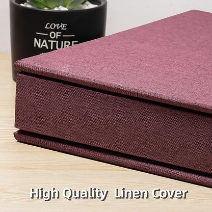 Large Photo Album Self Adhesive 4x6 5x7 3x5 8.5x11 Scrapbook Magnetic Album DIY Scrap Book Length 13 x Width 12.8 (Inches) 120 Sticky Pages Linen Cover DIY Photo Album (PurPle)