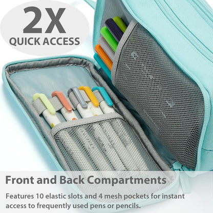 Pencil Case Pouch Box Bag School Supplies Girls Boys Kids, Cute Preppy Stuff Big Capacity Aesthetic Pen Organizer, Back to College Stationary, Eggshell Blue, Extra Large Style, 2300ml