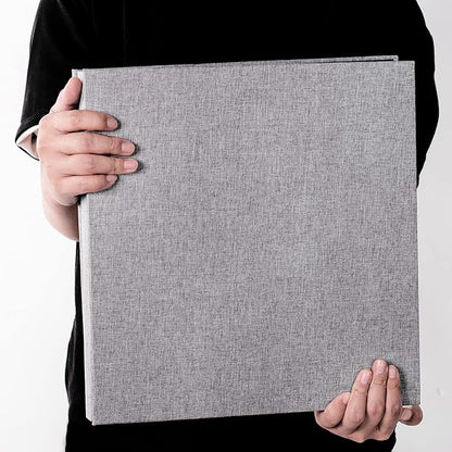 Large Photo Album Self Adhesive 4x6 5x7 3x5 8.5x11 Scrapbook Magnetic Album DIY Scrap Book Length 13 x Width 12.8 (Inches) 120 Sticky Pages Linen Cover DIY Photo Album (Grey)