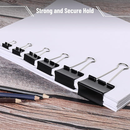 Mr. Pen- Binder Clips, 120 Pcs, Assorted Sizes, Black, Medium, Small, Office Supplies, Paper Clips