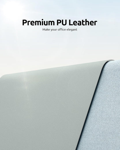 YSAGi Leather Desk Protector, Office Mat, Large Mouse Mat, Non-Slip PU Leather Blotter, Laptop Pad, Waterproof Writing Pad for Office and Home (Grayish Green, 31.5" x 15.8")