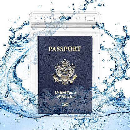 Claev Fast Seal Vertical 4x6 Passport & Card Holders (4x6 Extra Large (XXL), 50 Pack), Clear Waterproof ID Plastic Name Card Badge Holders for Travel, Conferences, Conventions