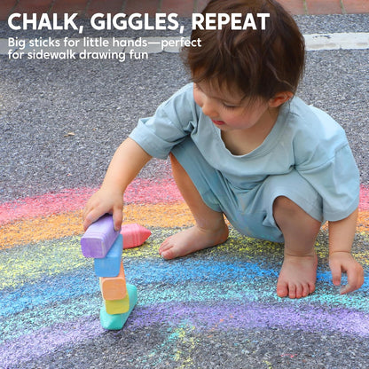 JOYIN 6 PCS Jumbo Sidewalk Chalk with 6 Colors, Washable Sidewalk Chalk for Kids, Non-Toxic Art Supplies, Outdoor Games, Playground Accessories