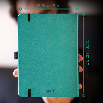 Dingbats* Earth Dotted Writing Journal Notebook A5 - Vegan Leather Hardcover - Ideal for Work, Travel - Pocket, Elastic Closure & Bookmark