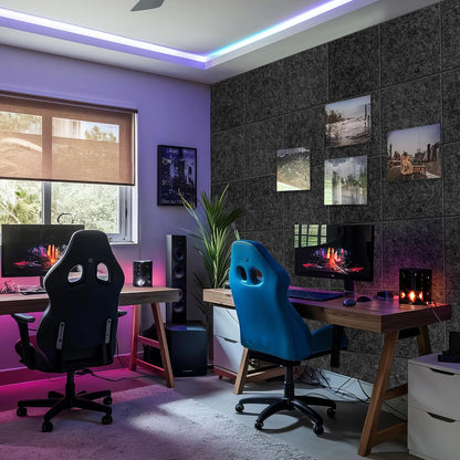 AKTOP Cork Board Bulletin Board 24"x36", 6 Pack Removable Felt Cork Board Tiles for Wall, Large Corkboard Notice Pin Board for Office, School & Home,24 Safe Adhesive Tabs, 20 Push Pins, Dark Grey