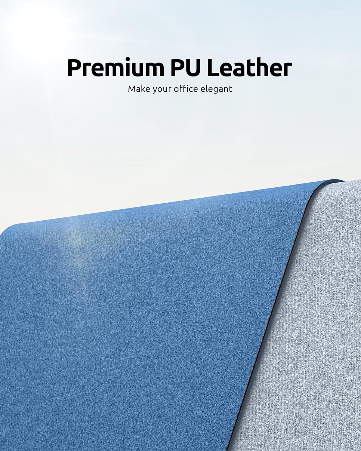 YSAGi Leather Desk Protector, Office Mat, Large Mouse Mat, Non-Slip PU Leather Blotter, Laptop Desk Pad, Waterproof Writing Pad for Office and Home (Sea Blue, 23.6" x 13.8")