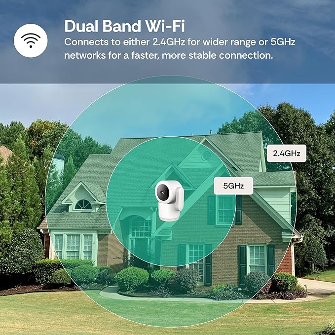Luna 2K Indoor Cameras for Home Security, 2.4GHz & 5GHz WiFi, 360-Degree Pan-Tilt, Built-in Spotlight, Human Auto Tracking, Siren, Pet/Dog/Baby Camera with Phone app, White (2025 Upgrade Version)