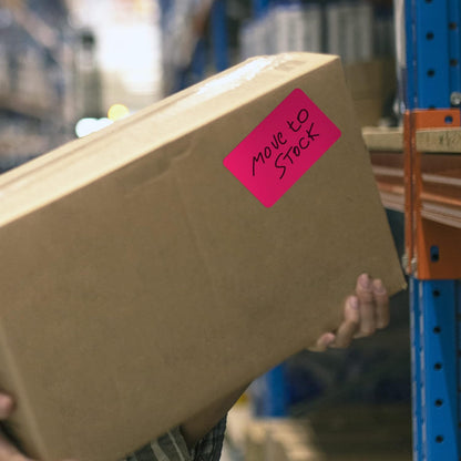 Kenco Color Coding 3 X 5 Rectangle Labels, Inventory Control Stickers 500 Labels Per Roll, Made in The USA (Fluorescent Pink)