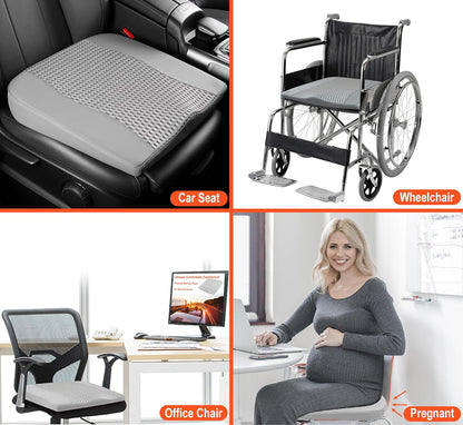 Car Seat Cushion, Comfort Memory Foam Car Cushions for Driving - Sciatica & Lower Back Pain Relief, Driver Seat Pillow for Auto, Office Chair, Wheelchair - 4D Mesh Gray