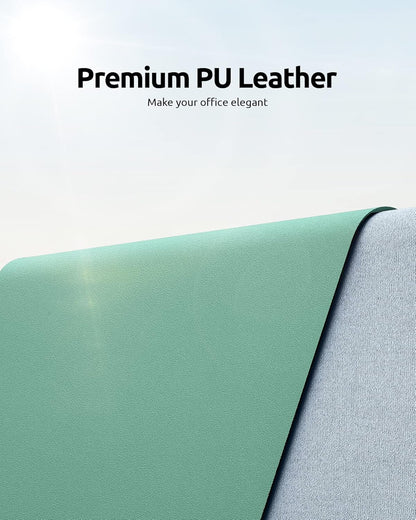 YSAGi Leather Desk Protector, Office Mat, Large Mouse Mat, Non-Slip PU Leather Blotter, Laptop Desk, Waterproof Writing Pad for Office and Home (Green-Blue, 35.4" x 17")