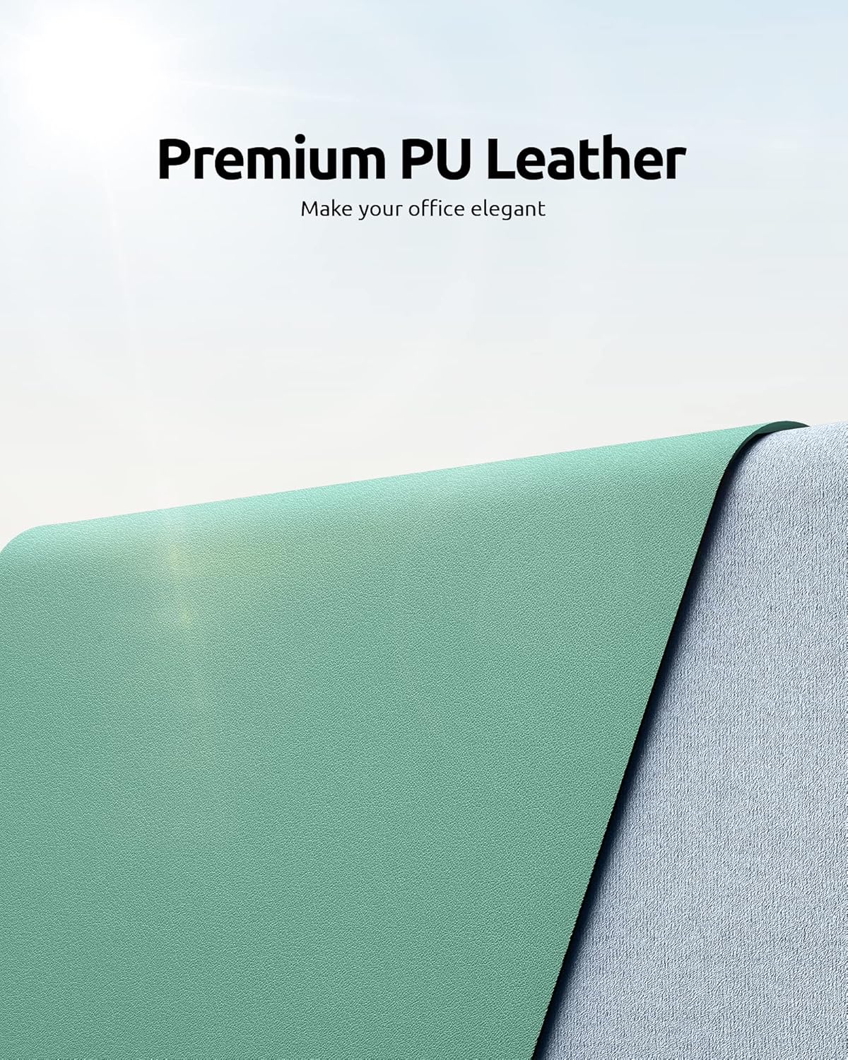 YSAGi Leather Desk Protector, Office Mat, Large Mouse Mat, Non-Slip PU Leather Blotter, Laptop Desk Pad, Waterproof Writing Pad for Office and Home (Green-Blue, 23.6" x 13.8")