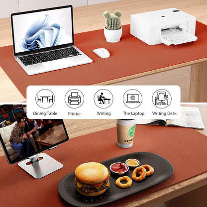 Aothia Dual-Sided Desk Mat - Leather & Cork Desk Protector, Large Mouse Pad & Writing Pad for Office/Home, Maple Brown (37.8"x17")