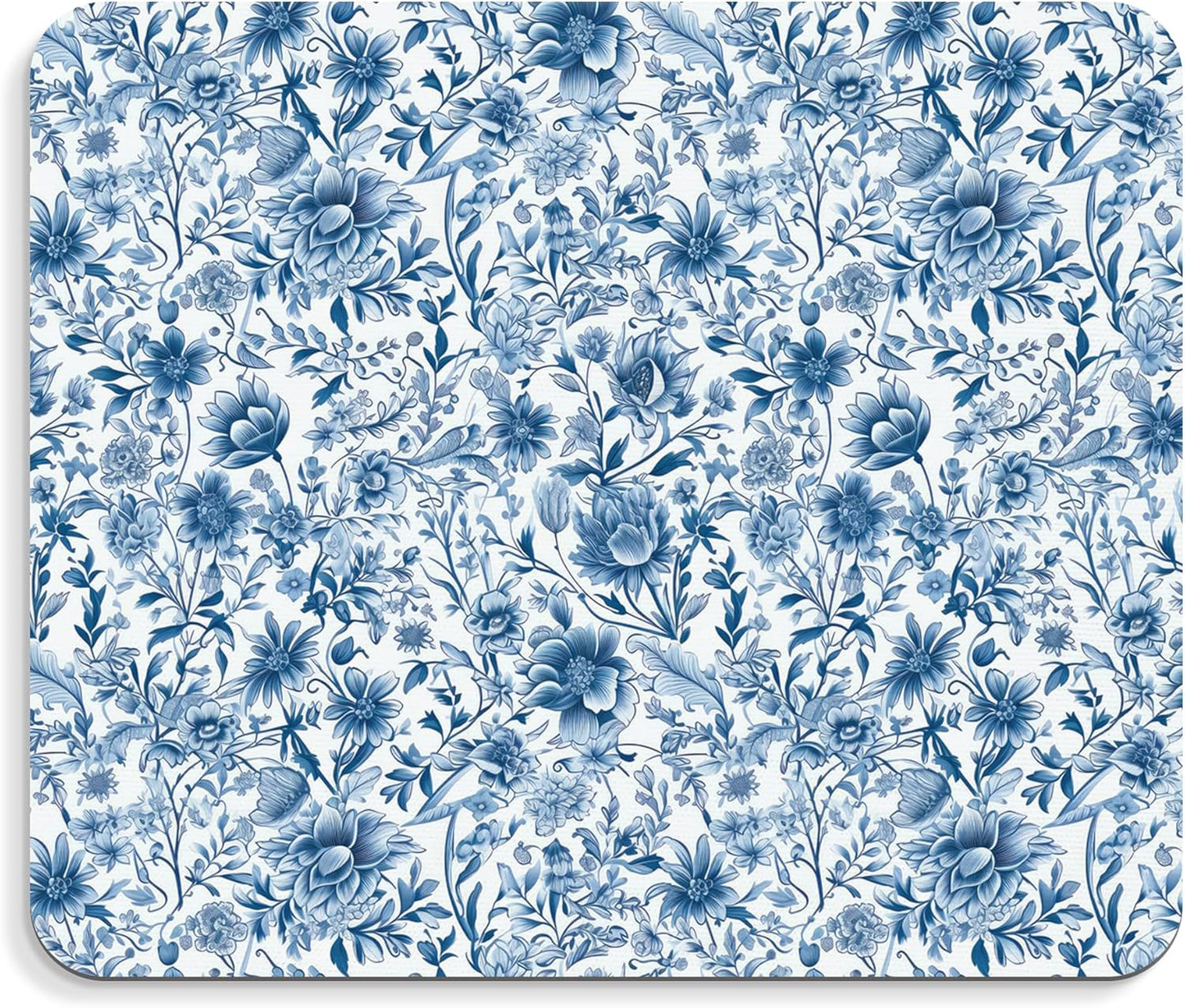 Chinoiserie Floral Mouse Pad - Blue and White Porcelain Floral Mousepad, Blue Chinoiserie Office Mouse Pads, Chinoiserie Decor, Coworker Gifts, Gifts for Employees, 9.5x8 Inches