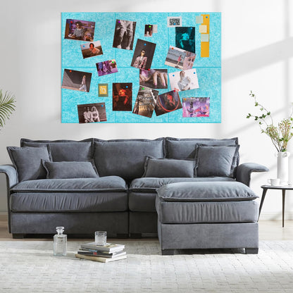 AKTOP Cork Board Bulletin Board 24"x36", 6 Pack Removable Felt Cork Board Tiles for Wall, Large Corkboard Notice Pin Board for Office, School & Home,24 Safe Adhesive Tabs, 20 Push Pins, Baby Blue