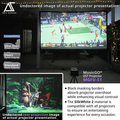Akia Screens 125 inch Portable Projector Screen with Stand Upgraded and Carry Bag 16:9 HD Rear Front Projection Screen for Indoor Outdoor Home Theater Backyard Travel Foldable Movie Screen AK-OPS125H