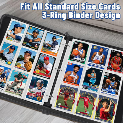 1800 Pocket Trading Card Sleeves - Double-Sided, Clear for 3-Ring Binder, Game, Sports & Business Cards