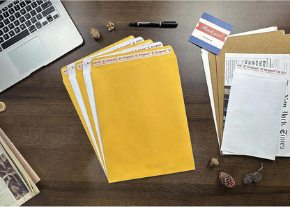 250 PCS 10x13 inches Security Catalog Envelopes Printable Self Seal Envelopes, Anti Tear brown Kraft Envelopes for Invitation Cards, Pictures, Photos, Documents