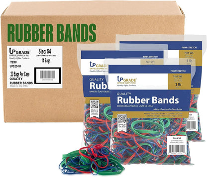 Upgrade Office Supply UPG23454PK3 Rubber Bands, Assorted Size and Color, 1 lb Bags, 3 Pack, USA