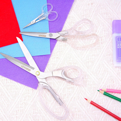 9 Inch All Purpose Scissors for Adults - Ins Style Clear Handle, 2Cr13 Stainless Steel Sharp Blade - Ideal for Fabric Crafts, Tailor's Shears - All-Purpose Fabric Scissors, Crafting & Office