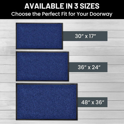 Sierra Concepts Front Door Mat Welcome Floor Mats - Entryway Indoor Outdoor Entrance Dog Doormat, Patio, Porch, Muddy Shoe, Inside Outside Low Profile, 30x17 inches, 2-Pack Blue