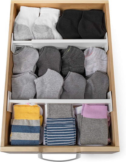 Dial Industries Adjustable Dresser Drawer Clothes Organizer Dividers, Set of 4, 4.5" Deep