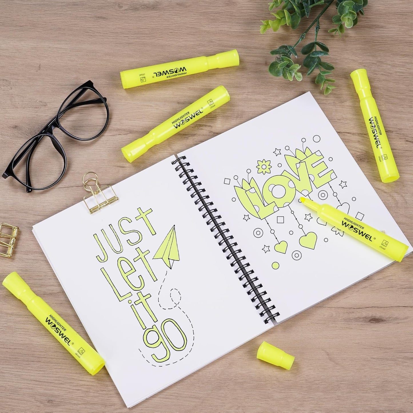 Highlighters Bulk, 108 Pack Tank Style Highlighters Set, Fluorescent Yellow, Chisel Tip Highlighter Markers Bulk for Kid and Adult Coloring, Highlighting as School Supplies