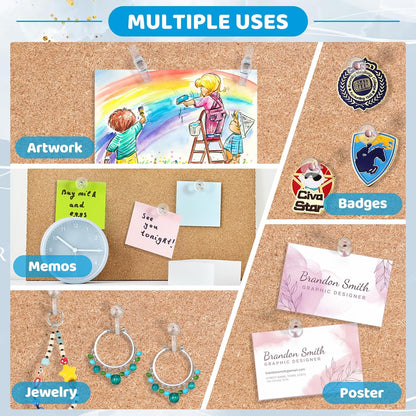 240Pcs Clear Thumb Tacks,5 Style Thumbtacks, Clear Plastic Push Pins for Cork Board, Bulletin Boards, Wall