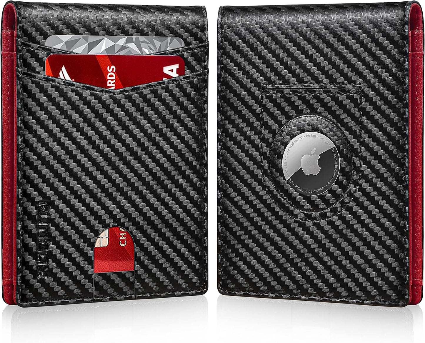 RUNBOX AirTag-Wallet-Mens-Slim-RFID Blocking Wallets Leather with Bill Compartment Air Tag Bifold Card Holder Wallet Gifts for Men Dad